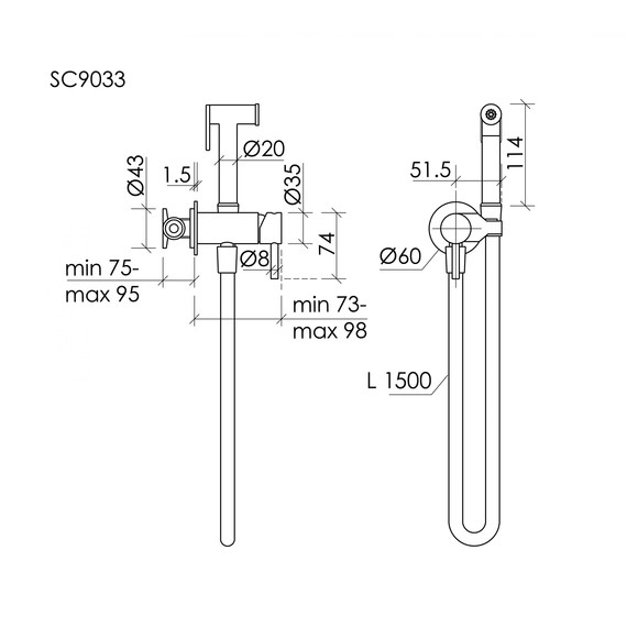Набор для гигиенического душа Sancos Etna SC9033MB, чёрный матовый (со скрытой частью) - фото 2
