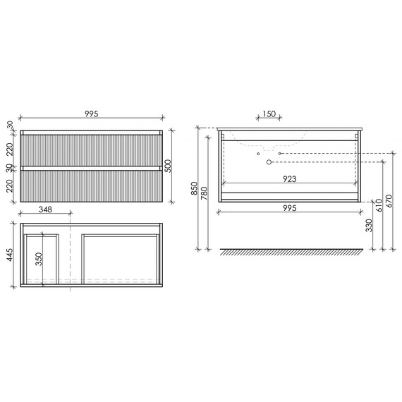 Тумба подвесная с раковиной-столешницей Sancos Snob T 100 см SNT100LSM L, Doha Soft (раковина Grace CN7014) - фото 9