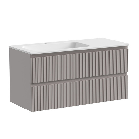 Тумба подвесная с раковиной-столешницей Sancos Snob T 100 см SNT100LSM L, Doha Soft (раковина Grace CN7014) - фото 