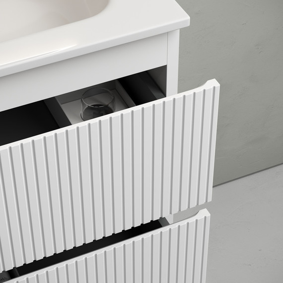 Тумба подвесная с раковиной-столешницей Sancos Snob T 100 см SNT100LW L, Bianco (раковина Grace CN7014) - фото 4