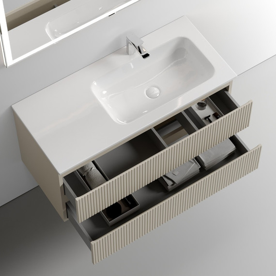 Тумба подвесная с раковиной-столешницей Sancos Snob T 100 см SNT100RCE R, Beige Soft (раковина Grace CN7015) - фото 3