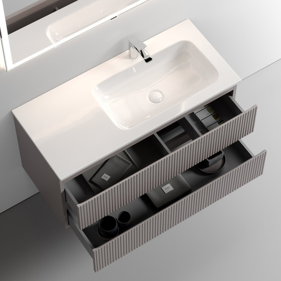 Тумба подвесная с раковиной-столешницей Sancos Snob T 100 см SNT100RSM R, Doha Soft (раковина Grace CN7015) - фото 3