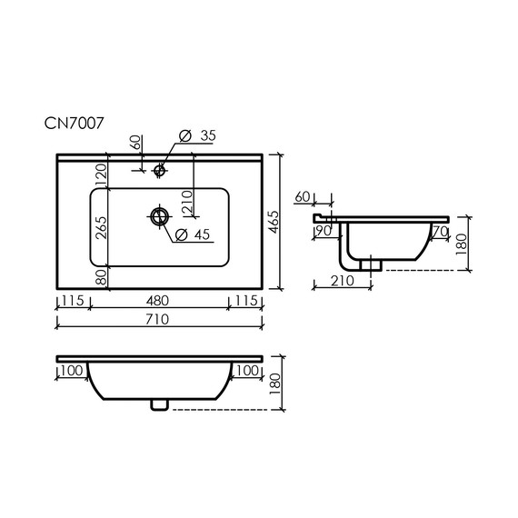 Тумба подвесная с раковиной-столешницей Sancos Snob T 70 см SNT70W, Bianco (раковина Element CN7007) - фото, картинка 7 Тумба подвесная с раковиной-столешницей Sancos Snob T 70 см SNT70W, Bianco (раковина Element CN7007) - фото 7