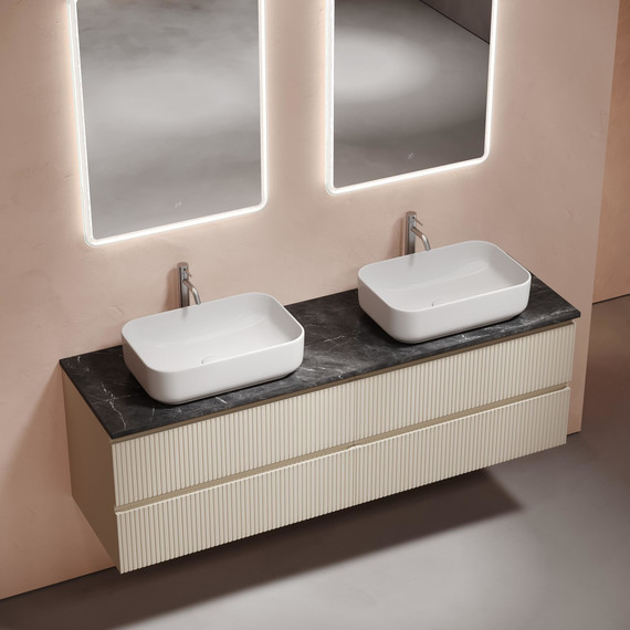 Тумба подвесная с раковиной Sancos Snob T 160 см SNT80CE, Beige Soft (раковины Element CN5043, столешница TT160A1X) - фото 10