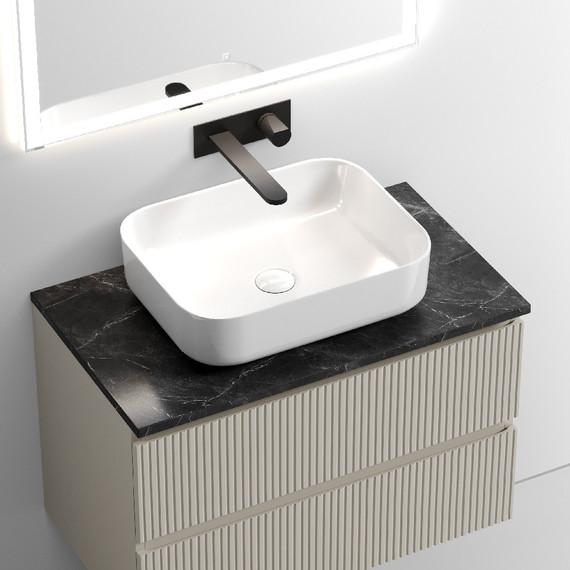 Тумба подвесная с раковиной Sancos Snob T 80 см SNT80CE, Beige Soft (раковина Element CN6011, столешница TT80A2) - фото 4