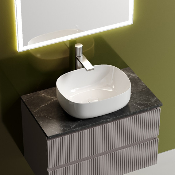 Тумба подвесная с раковиной Sancos Snob T 80 см SNT80SM, Doha Soft (раковина Element CN6018, столешница TT80A1X) - фото 9