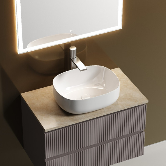 Тумба подвесная с раковиной Sancos Snob T 80 см SNT80SM, Doha Soft (раковина Element CN6018, столешница TT80A2X) - фото 8