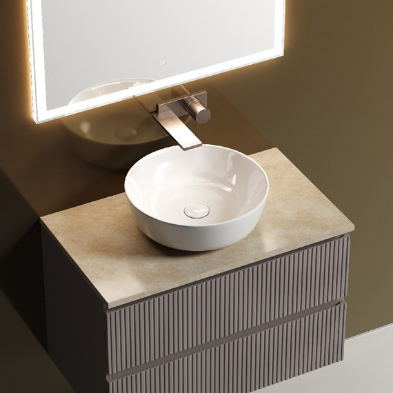 Тумба подвесная с раковиной Sancos Snob T 80 см SNT80SM, Doha Soft (раковина Element CN6013, столешница TT80A2) - фото 7