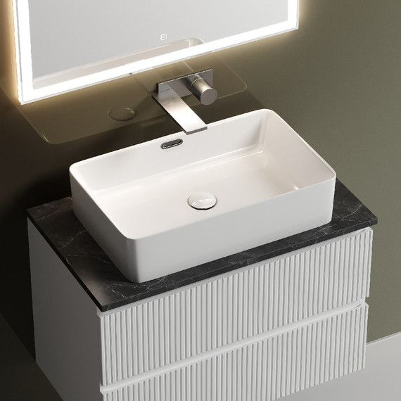 Тумба подвесная с раковиной Sancos Snob T 80 см SNT80W, Bianco (раковина Element CN6005, столешница TT80A1) - фото 9