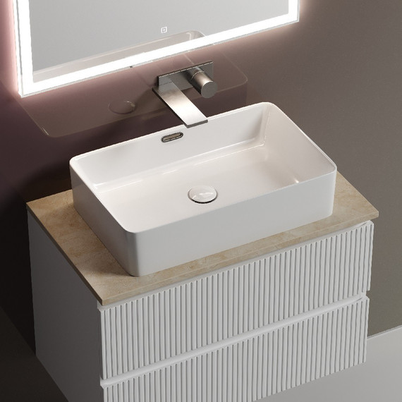 Тумба подвесная с раковиной Sancos Snob T 80 см SNT80W, Bianco (раковина Element CN6005, столешница TT80A2) - фото 8