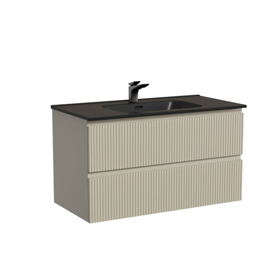 Тумба подвесная с раковиной-столешницей Sancos Snob T 90 см SNT90CE, Beige Soft (раковина Element CN7002MB) - фото 