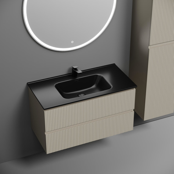 Тумба подвесная с раковиной-столешницей Sancos Snob T 90 см SNT90CE, Beige Soft (раковина Element CN7002MB) - фото 4