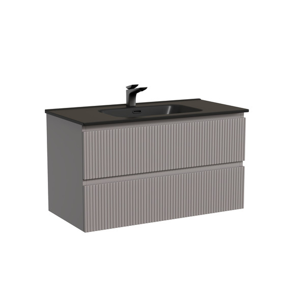 Тумба подвесная с раковиной-столешницей Sancos Snob T 90 см SNT90SM, Doha Soft (раковина Element CN7002MB) - фото 