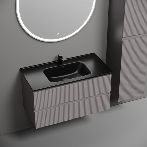 Тумба подвесная с раковиной-столешницей Sancos Snob T 90 см SNT90SM, Doha Soft (раковина Element CN7002MB) - фото 4