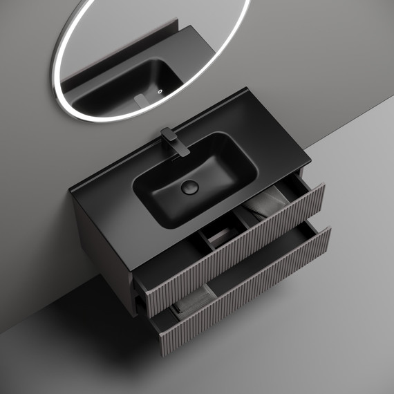 Тумба подвесная с раковиной-столешницей Sancos Snob T 90 см SNT90SM, Doha Soft (раковина Element CN7002MB) - фото 3