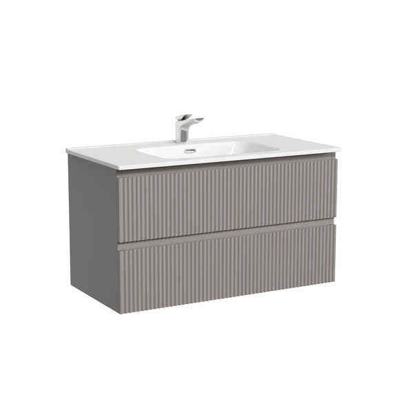 Тумба подвесная с раковиной-столешницей Sancos Snob T 90 см SNT90SM, Doha Soft (раковина Element CN7002) - фото 