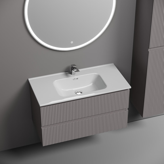 Тумба подвесная с раковиной-столешницей Sancos Snob T 90 см SNT90SM, Doha Soft (раковина Element CN7002) - фото 4