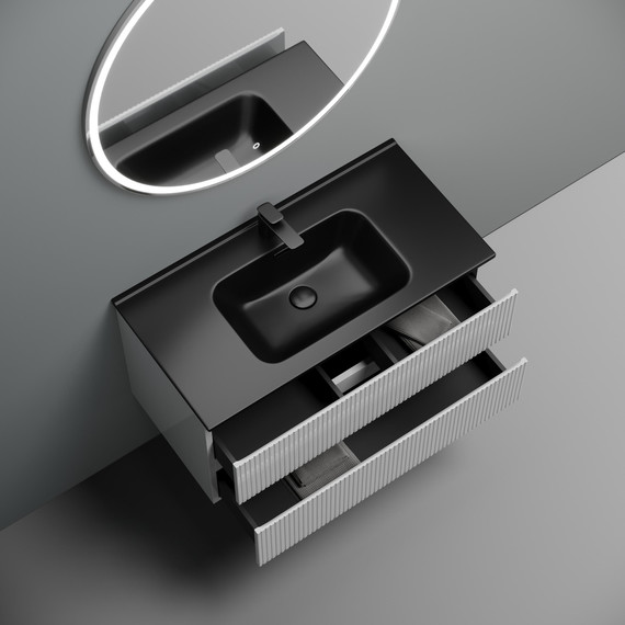 Тумба подвесная с раковиной-столешницей Sancos Snob T 90 см SNT90W, Bianco (раковина Element CN7002MB) - фото 3