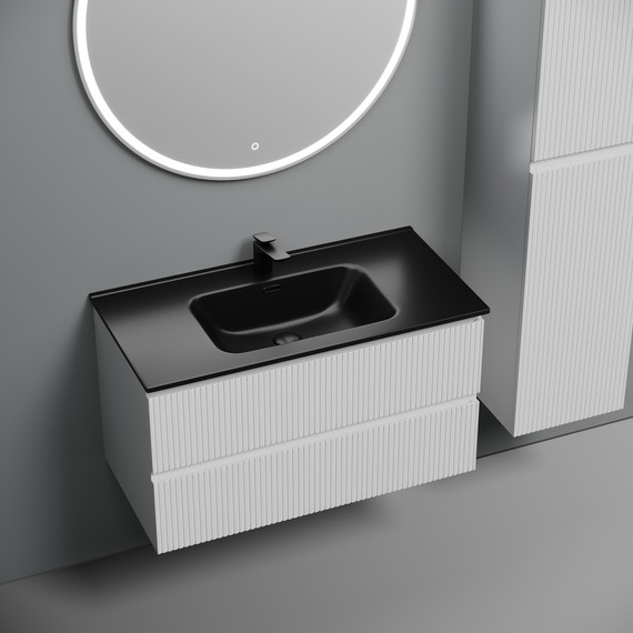 Тумба подвесная с раковиной-столешницей Sancos Snob T 90 см SNT90W, Bianco (раковина Element CN7002MB) - фото 4