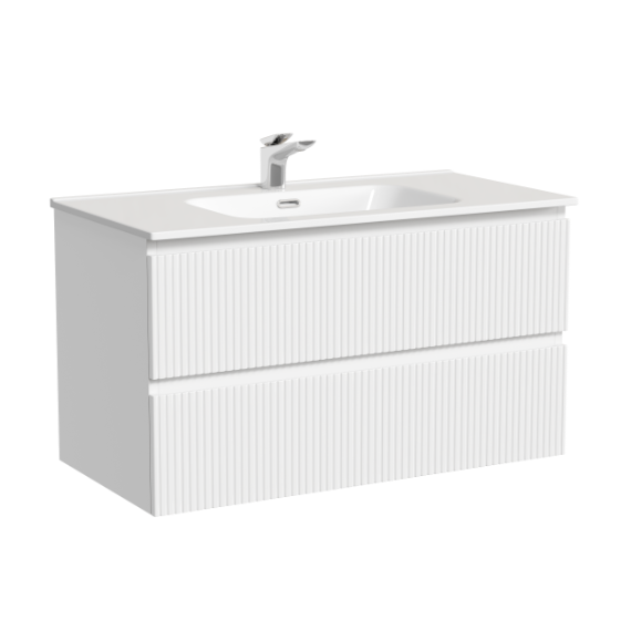 Тумба подвесная с раковиной-столешницей Sancos Snob T 90 см SNT90W, Bianco (раковина Element CN7002) - фото 