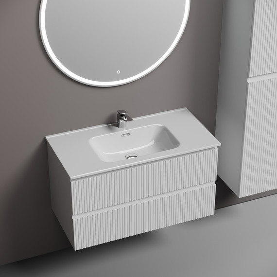 Тумба подвесная с раковиной-столешницей Sancos Snob T 90 см SNT90W, Bianco (раковина Element CN7002) - фото 4