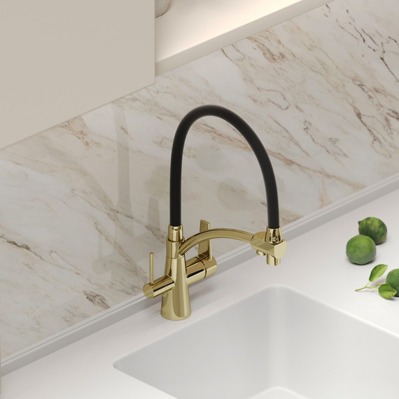 Смеситель для кухни Sancos Eri SC4001ZG, полированное золото/чёрный - фото 4
