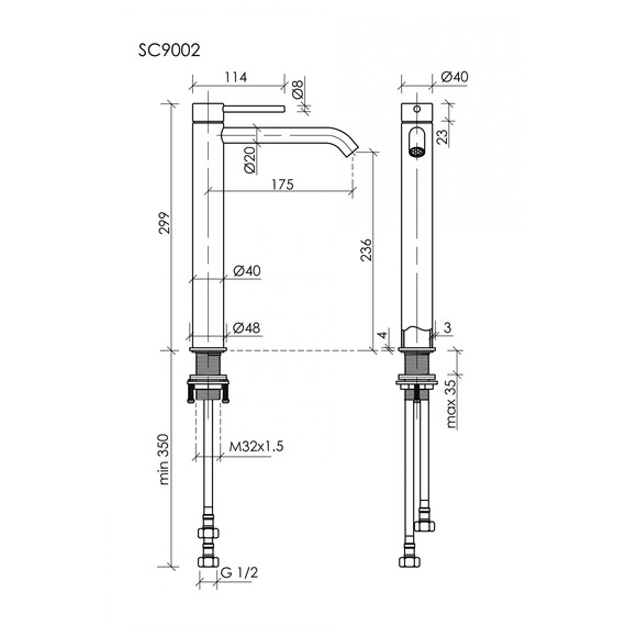 Смеситель для раковины высокий Sancos Etna SC9002MB, чёрный матовый - фото 3