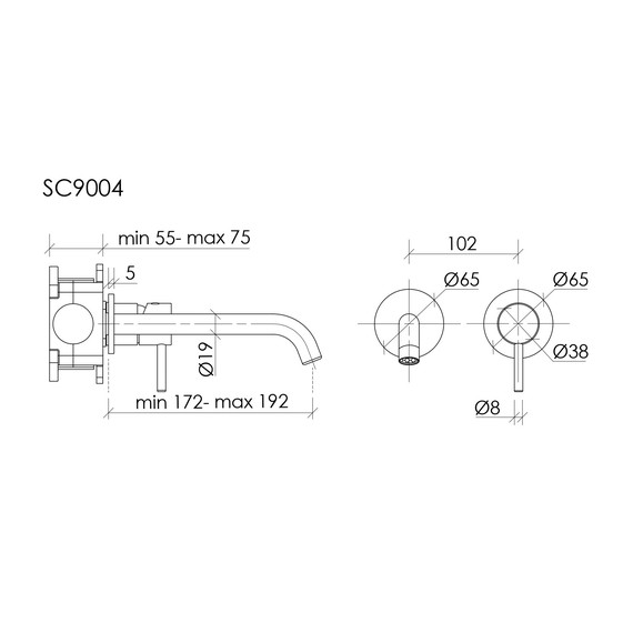 Смеситель для раковины настенный Sancos Etna SC9004BN, брашированный никель (со скрытой частью) - фото 3