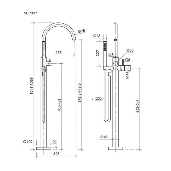 Смеситель для ванны Sancos Etna SC9009BG, брашированное золото - фото 3