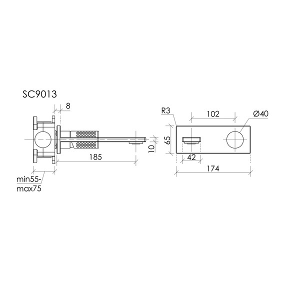 Смеситель для раковины настенный Sancos Nexus SC9013GG, вороненая сталь (со скрытой частью) - фото 6