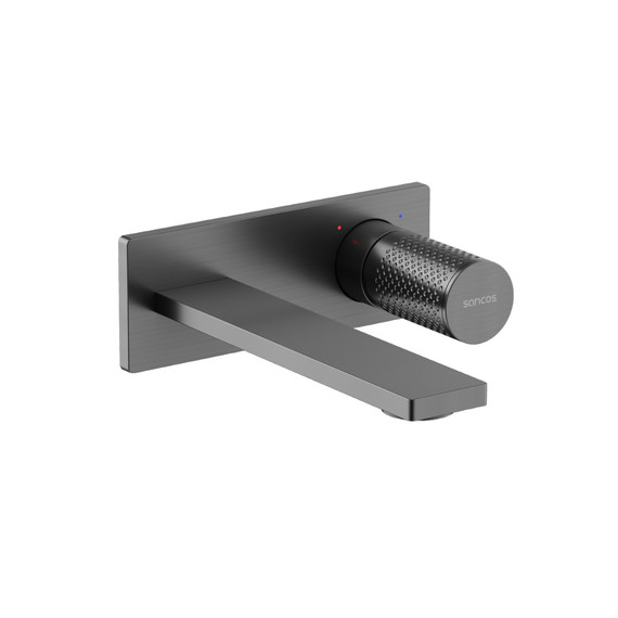 Смеситель для раковины настенный Sancos Nexus SC9013GG, вороненая сталь (со скрытой частью) - фото 