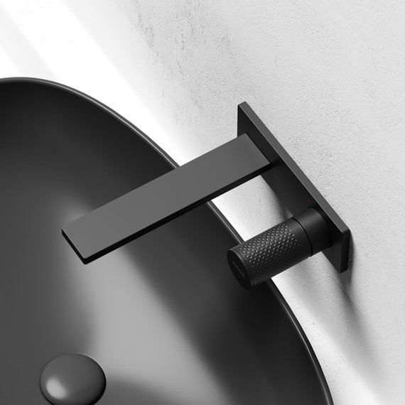 Смеситель для раковины настенный Sancos Nexus SC9013MB, чёрный матовый (со скрытой частью) - фото 4