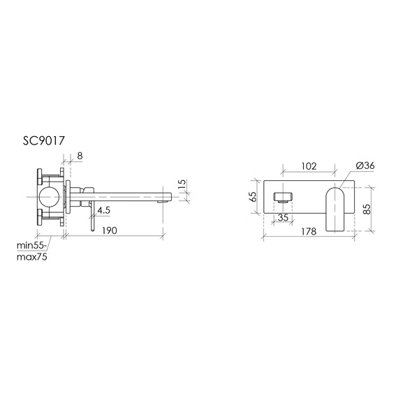 Смеситель для раковины настенный Sancos Studio SC9017CH (со скрытой частью) - фото 6