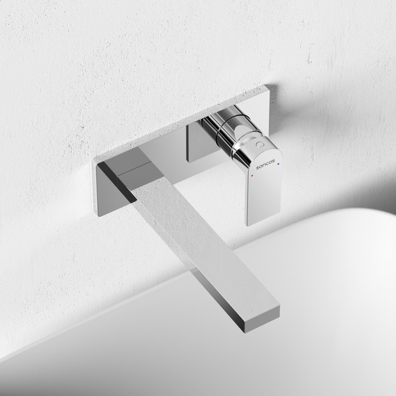 Смеситель для раковины настенный Sancos Studio SC9017CH (со скрытой частью) - фото 2