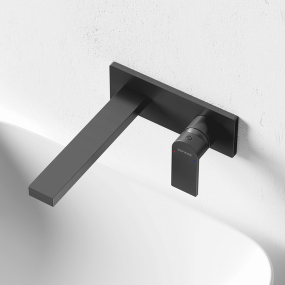 Смеситель для раковины настенный Sancos Studio SC9017GG, вороненая сталь (со скрытой частью) - фото 4