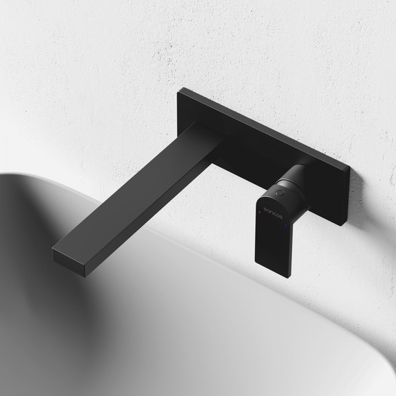 Смеситель для раковины настенный Sancos Studio SC9017GG, вороненая сталь (со скрытой частью) - фото 5