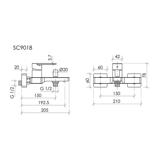 Смеситель для ванны Sancos Studio SC9018MB, чёрный матовый - фото 2