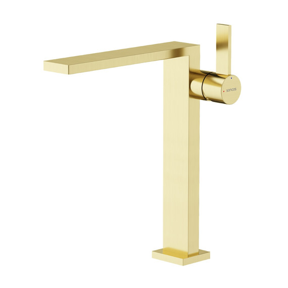 Смеситель для раковины высокий Sancos Linn SC9020BG, брашированное золото - фото 