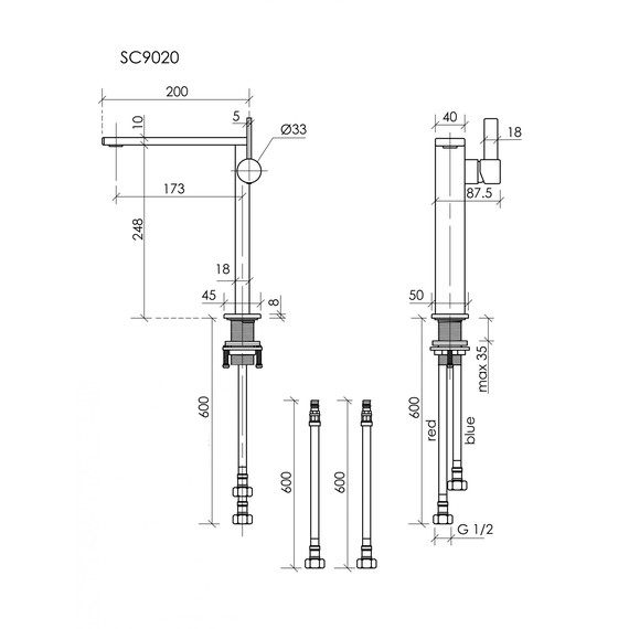 Смеситель для раковины высокий Sancos Linn SC9020MB, чёрный матовый - фото 3