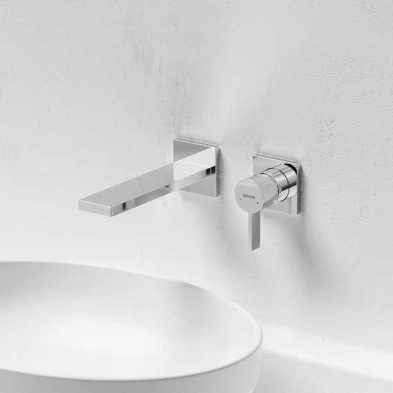 Смеситель для раковины настенный Sancos Linn SC9021CH (со скрытой частью) - фото 2