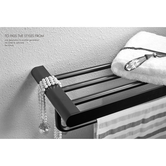 Полка для полотенец Wonzon & Woghand Carbon WW-7781, цвет чёрный матовый - фото 2