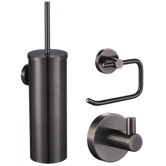 Набор аксессуаров для ванной комнаты Wonzon & Woghand WW-8100-GM, цвет тёмный графит брашированный - фото 