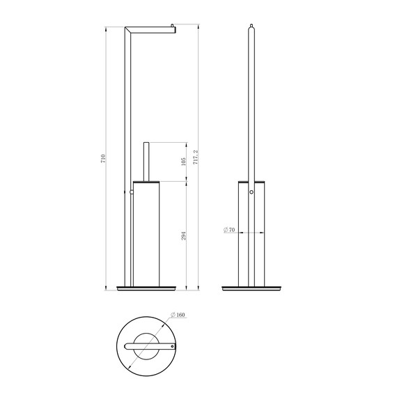 Стойка с держателем и ёршиком Wonzon & Woghand WW-V4602-GM, цвет тёмный графит брашированный - фото 2