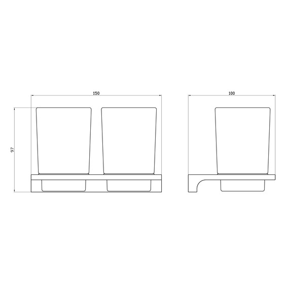Стакан двойной для зубных щеток Wonzon & Woghand Eclipse WW-9128-GM, цвет тёмный графит брашированный - фото 4