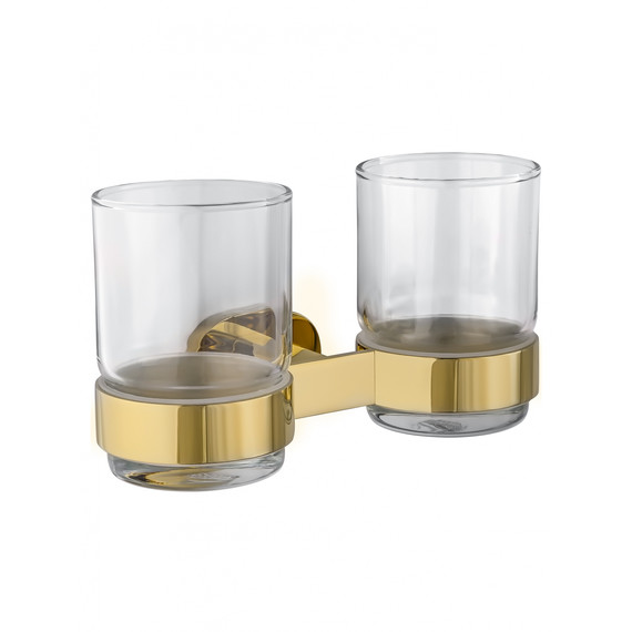 Стакан двойной для зубных щеток Wonzon & Woghand First WW-8428-LG, цвет золото глянцевое - фото 