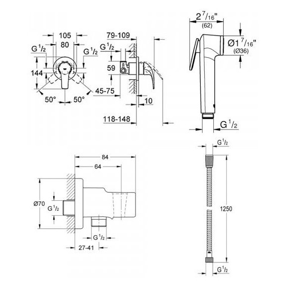 Набор для гигиенического душа Grohe BauCurve 129185 - фото 4