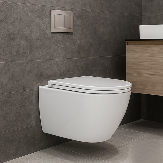 Унитаз подвесной безободковый Azario Terso AZ-092E-UQ3 (система смыва Торнадо) с тонкой крышкой микролифт - фото 14