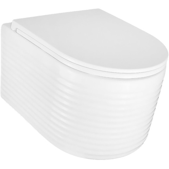 Унитаз подвесной безободковый Azario Luzio AZ-098-UQ (система смыва Торнадо) с тонкой крышкой микролифт - фото 2