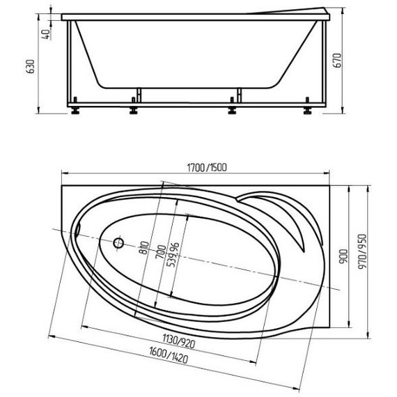 Ванна акриловая Aquatek Бетта 150x95 см L BET150-0000170 - фото 9
