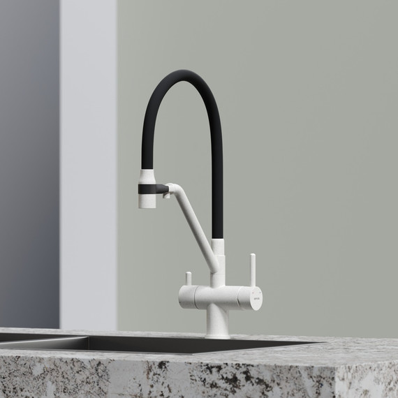 Смеситель для кухни Sancos Dora SC4003GR, белый гранит/чёрный - фото 3